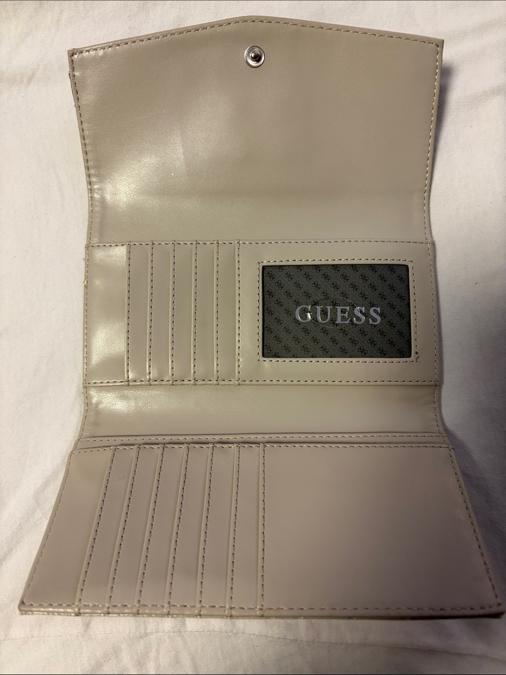 Guess Croc-Embossed Clutch in Light Gray with Black Trim - Picture 3 of 9
